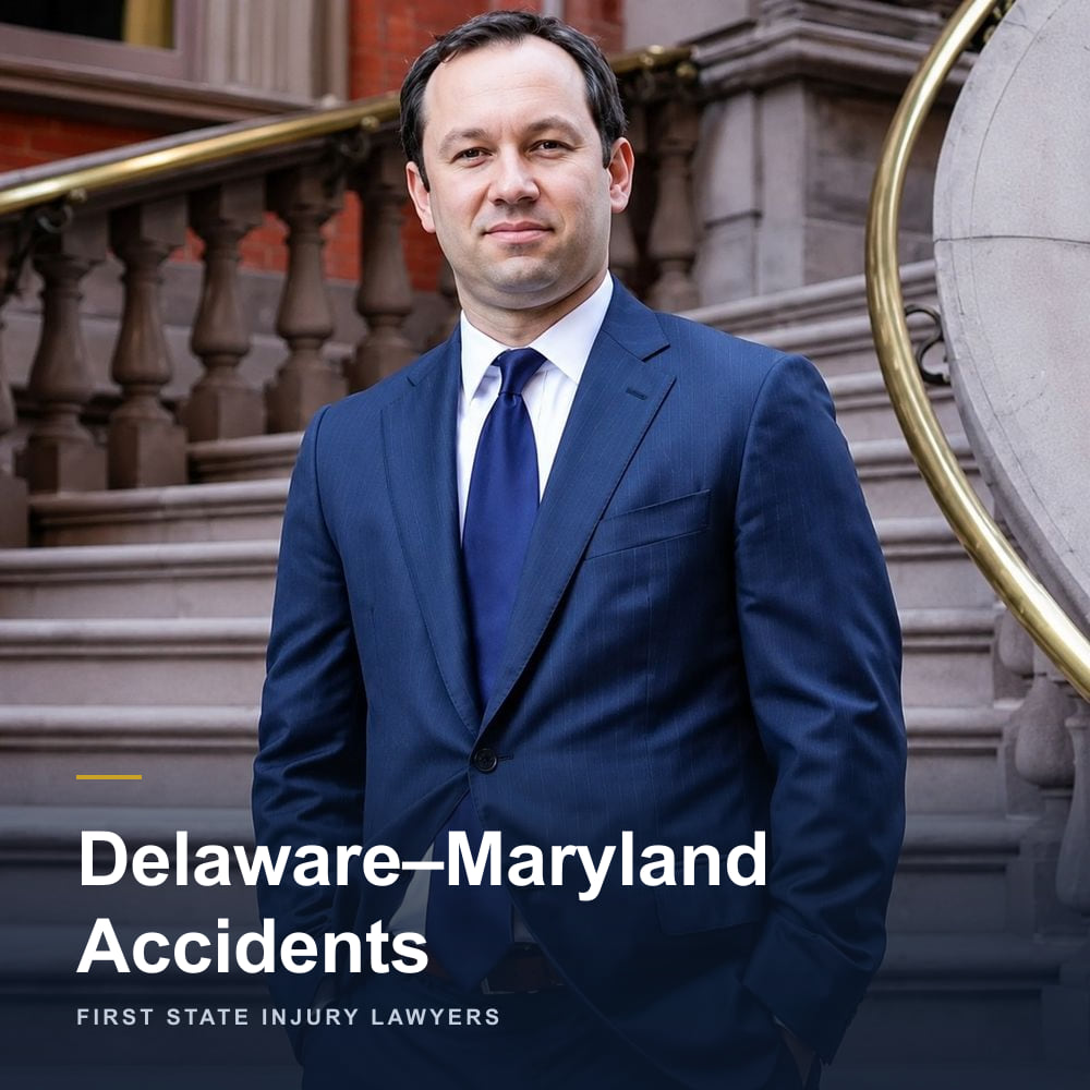 Delaware–Maryland Accidents — Delaware personal injury attorney Peter K. Janczyk of First State Injury Lawyers, outside the firm's Wilmington office