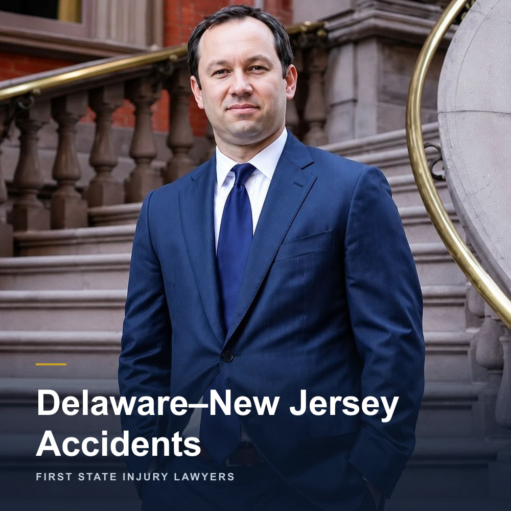 Delaware–New Jersey Accidents — Delaware personal injury attorney Peter K. Janczyk of First State Injury Lawyers, outside the firm's Wilmington office