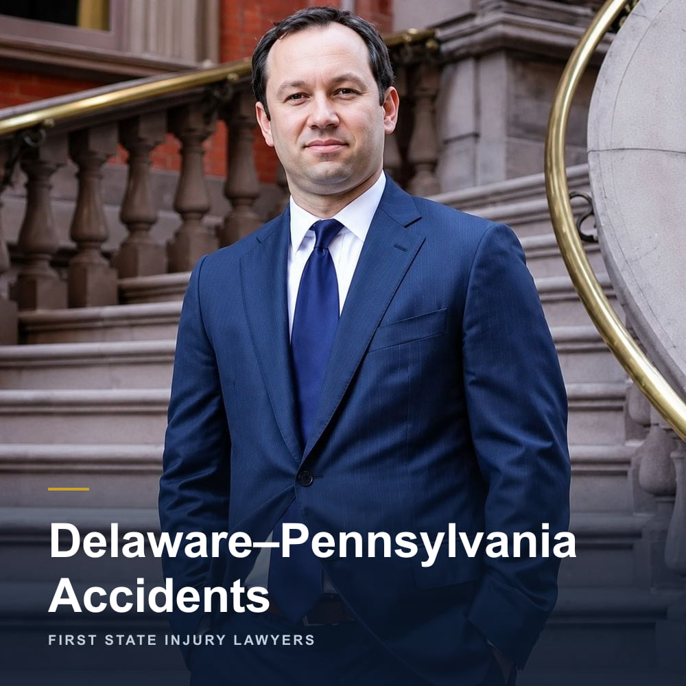 Delaware–Pennsylvania Accidents — Delaware personal injury attorney Peter K. Janczyk of First State Injury Lawyers, outside the firm's Wilmington office